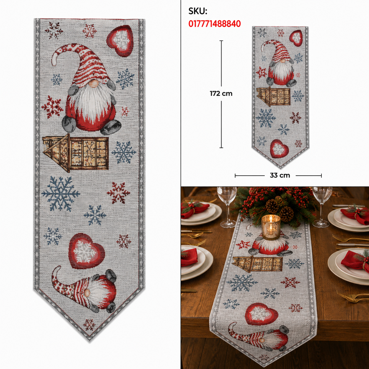 Camino de Mesa Navideño con Gnomo y Regalos – Galerías el Triunfo