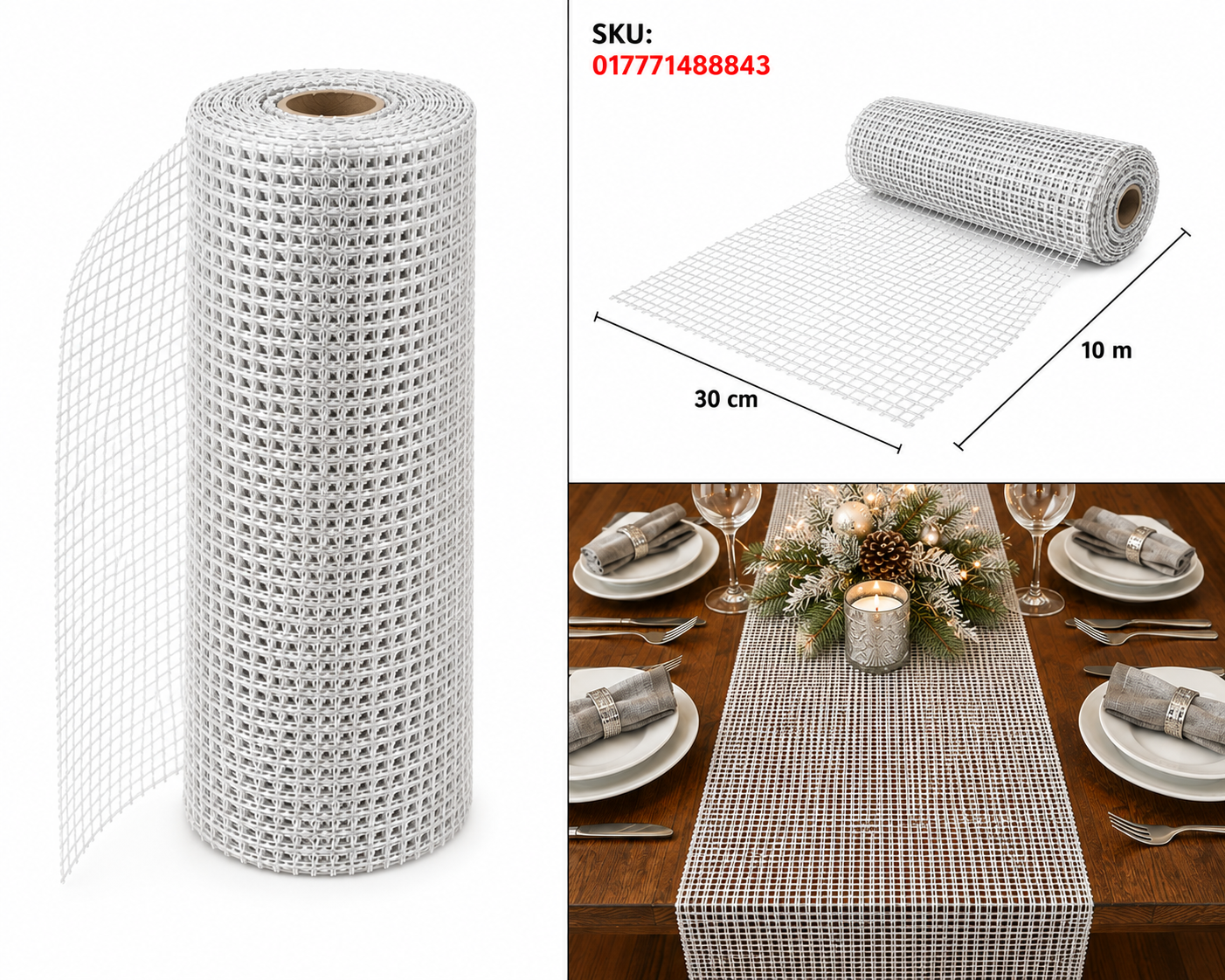 Rollo de Listón Malla Entramado Plateado – Galerías el Triunfo