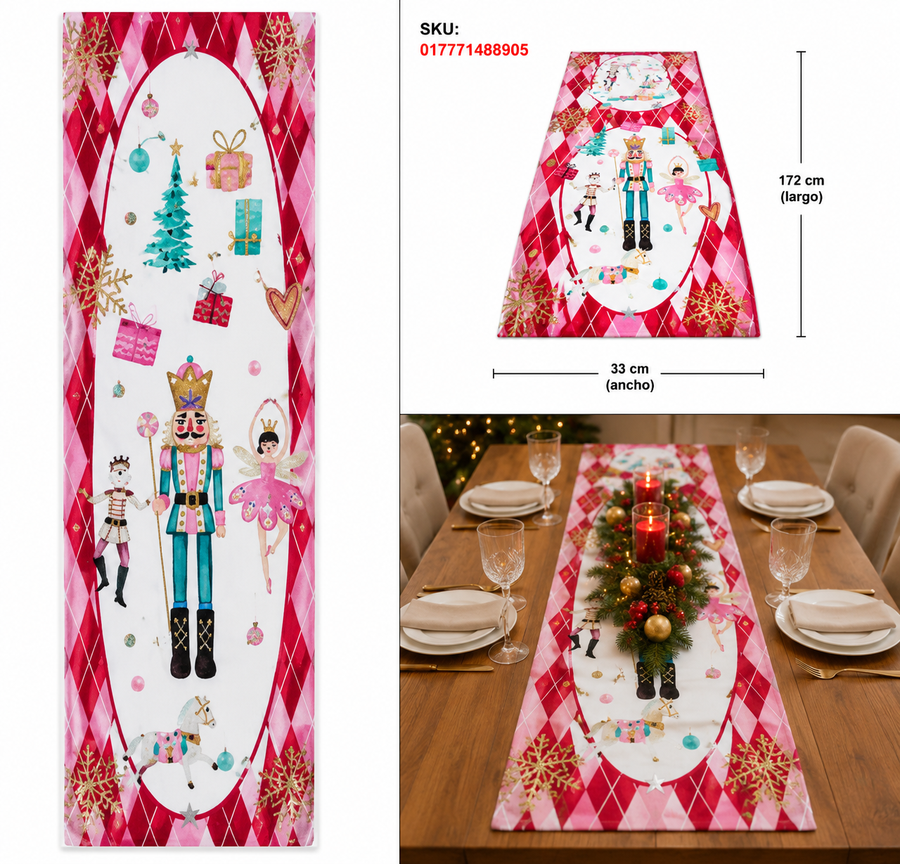 Camino de Mesa Rosa con Rombos El Cascanueces – Galerías el Triunfo