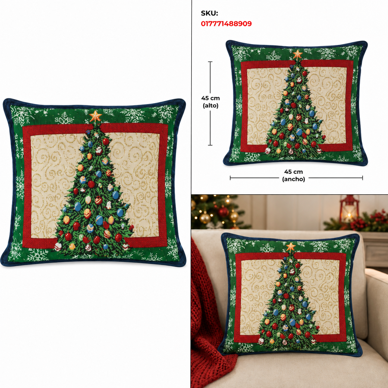Funda para Cojín con Árbol de Navidad – Galerías el Triunfo