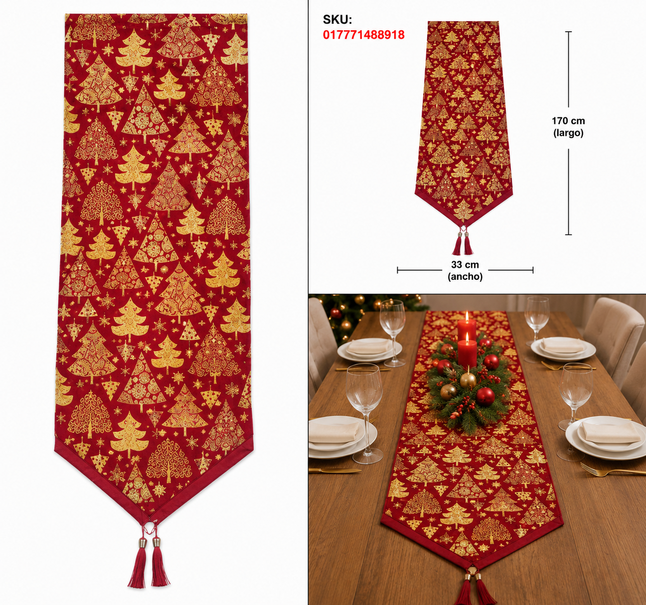 Camino de Mesa Rojo con Pinos Dorados – Galerías el Triunfo
