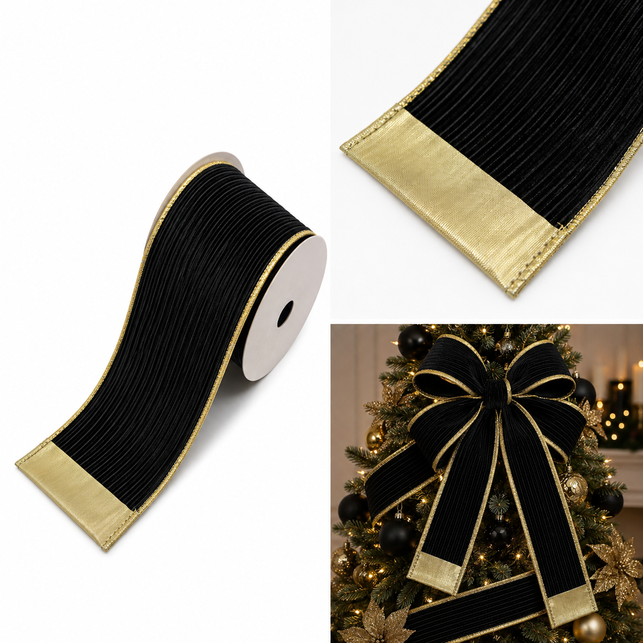 Listón Decorativo Satinado Negro - Galerías el Triunfo