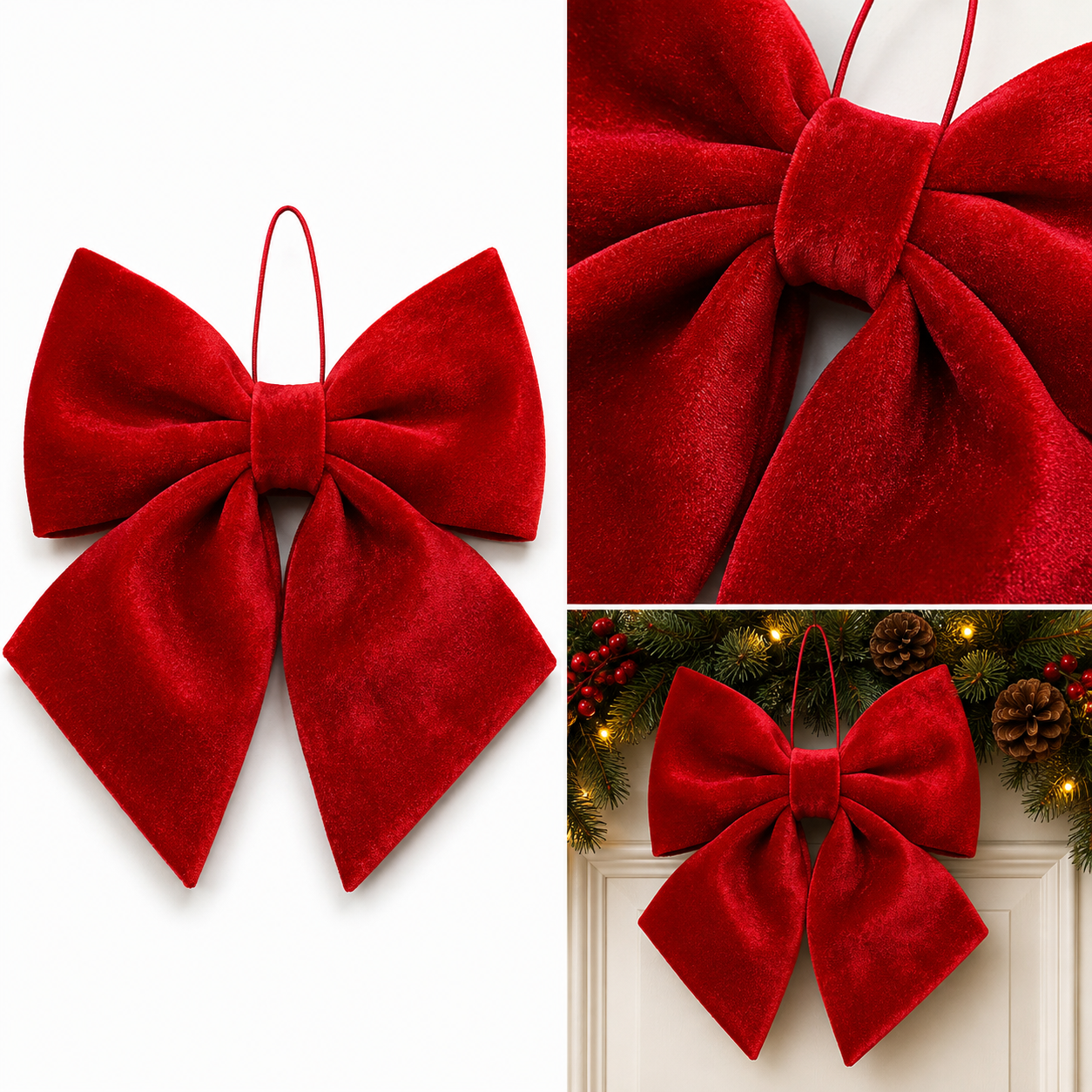 Moño Navideño Satín Rojo - Galerías el Triunfo