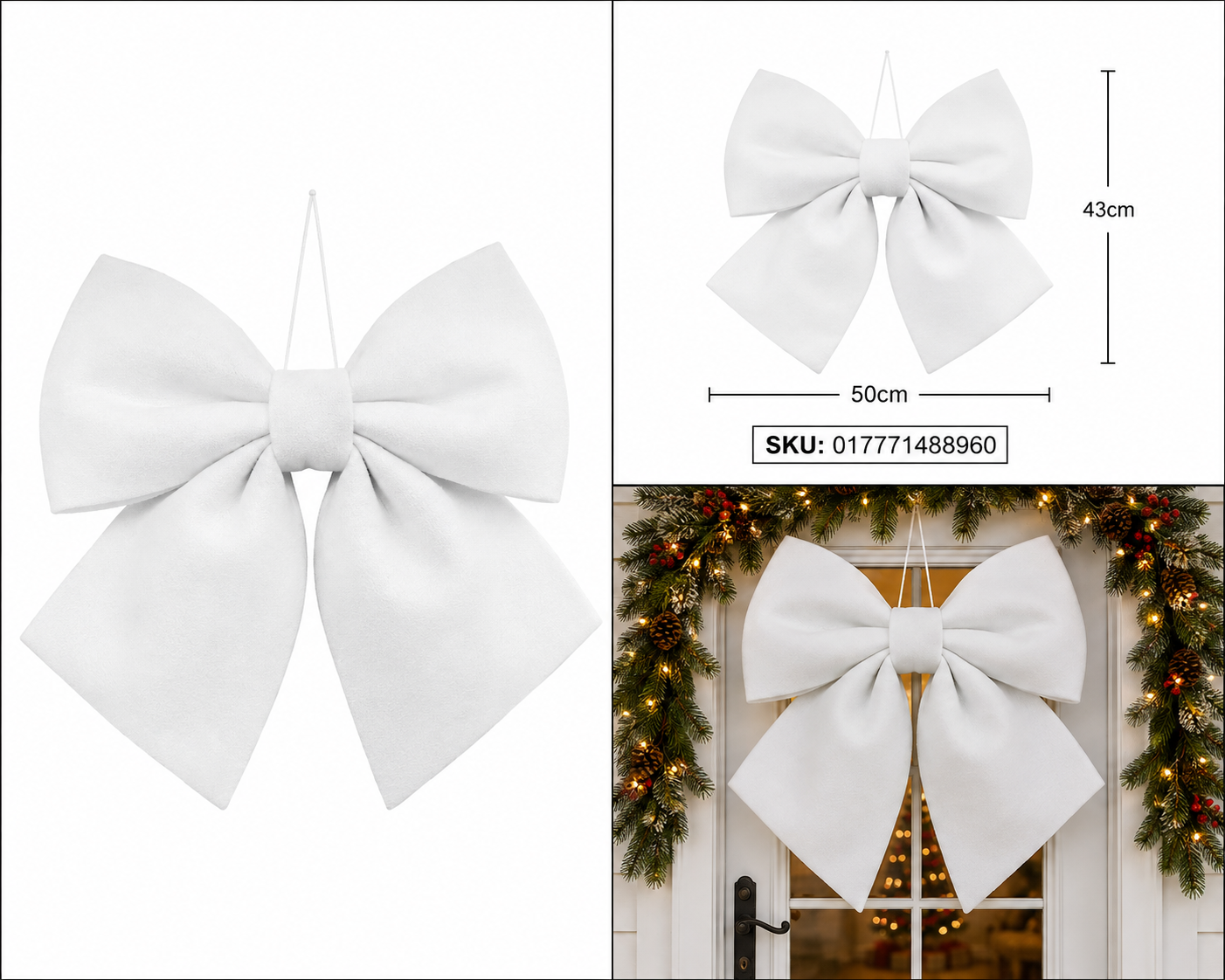 Moño Navideño Satín Blanco – Galerías el Triunfo