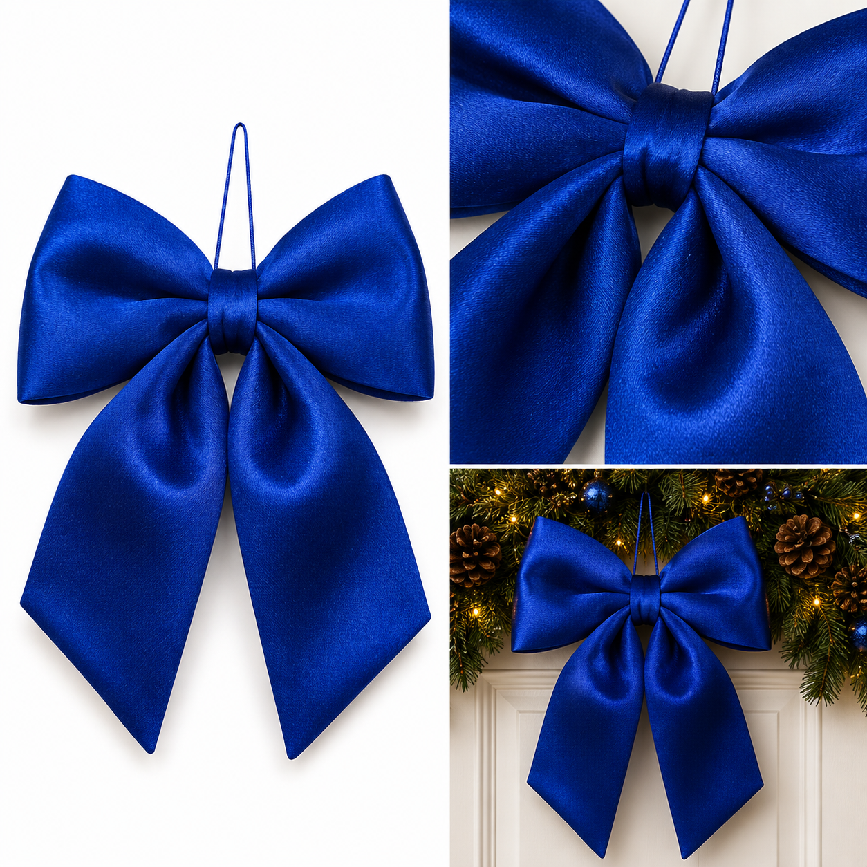 Moño Navideño Satín Azul Rey - Galerías el Triunfo