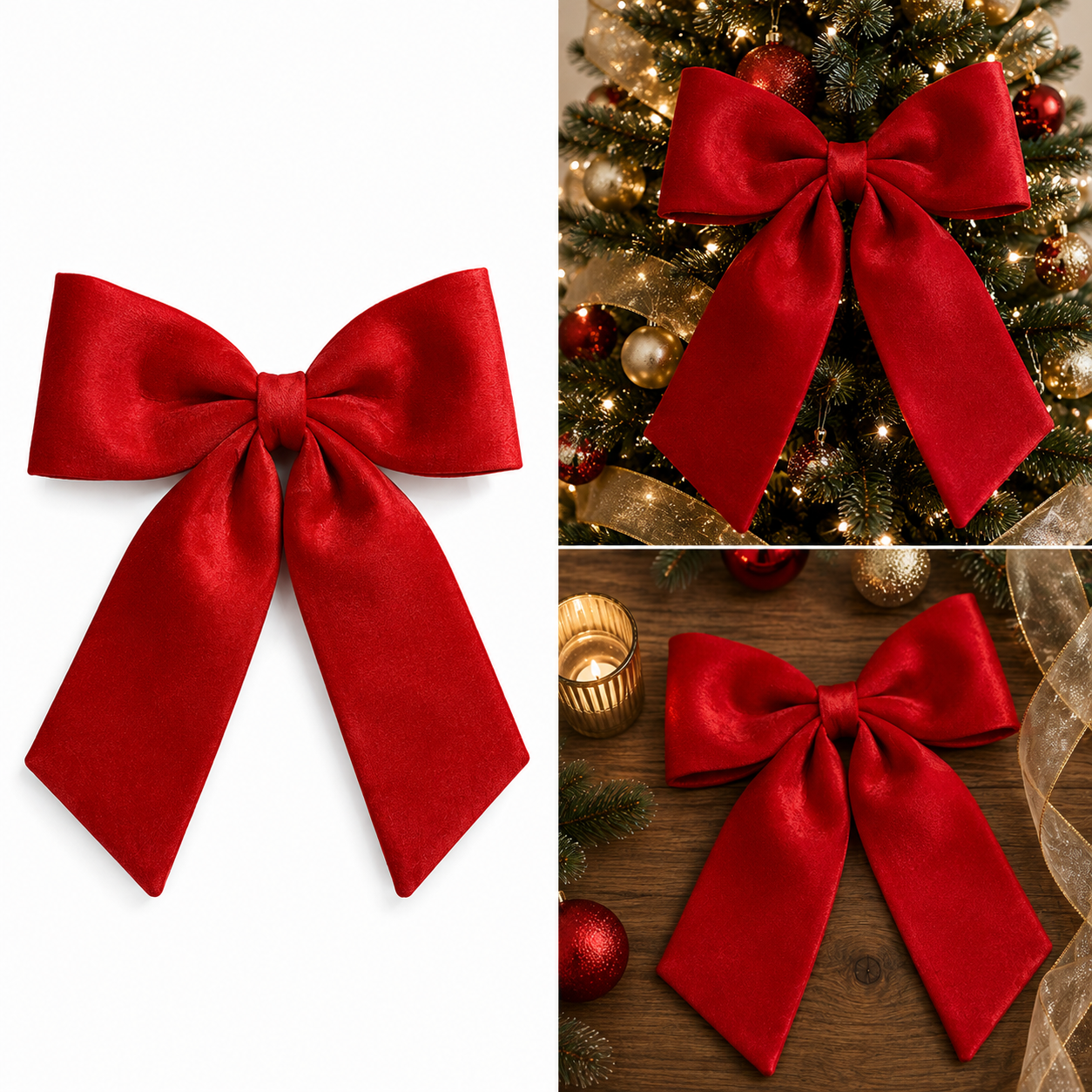 Moño Navideño Satín Rojo - Galerías el Triunfo