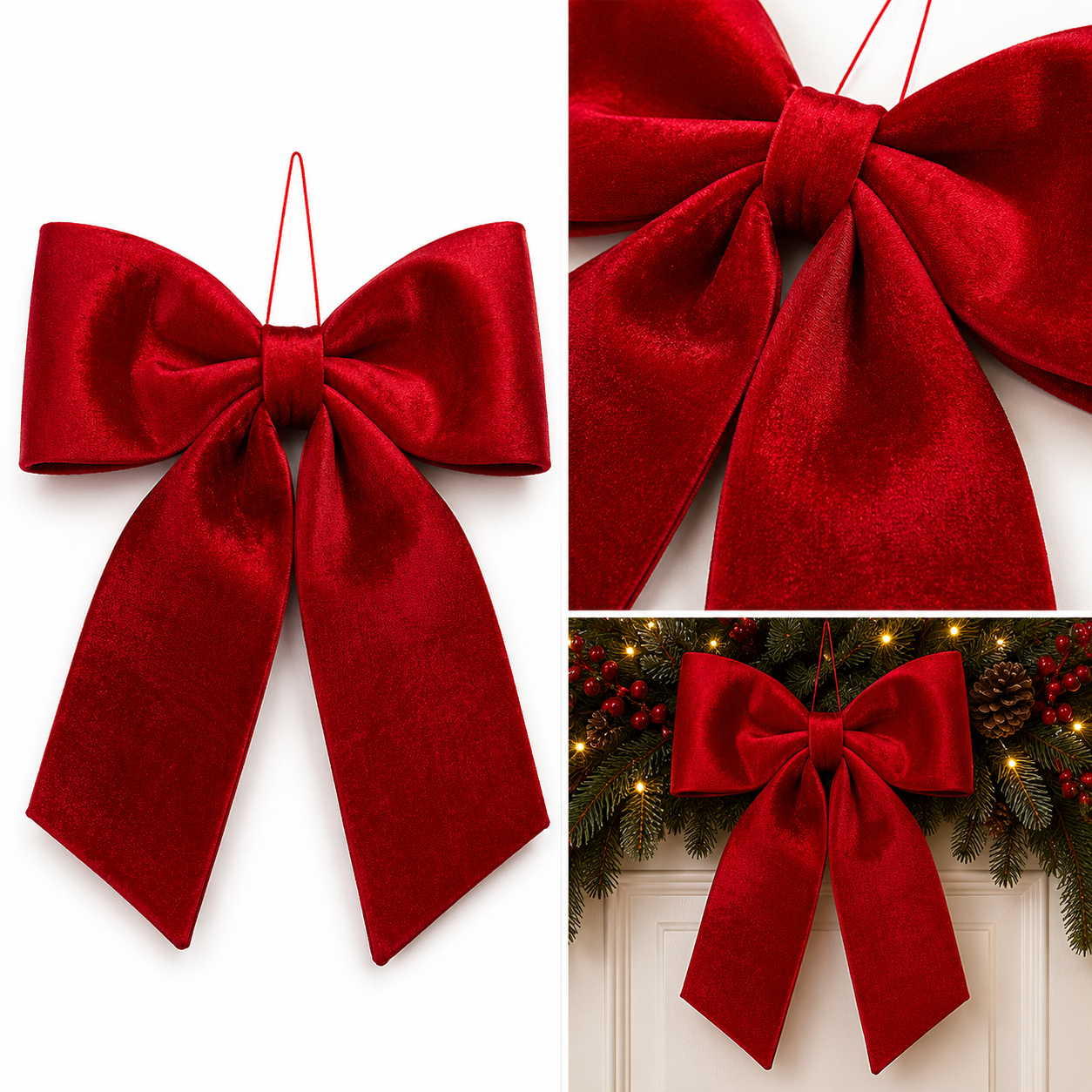 Moño Navideño Satín Rojo - Galerías el Triunfo