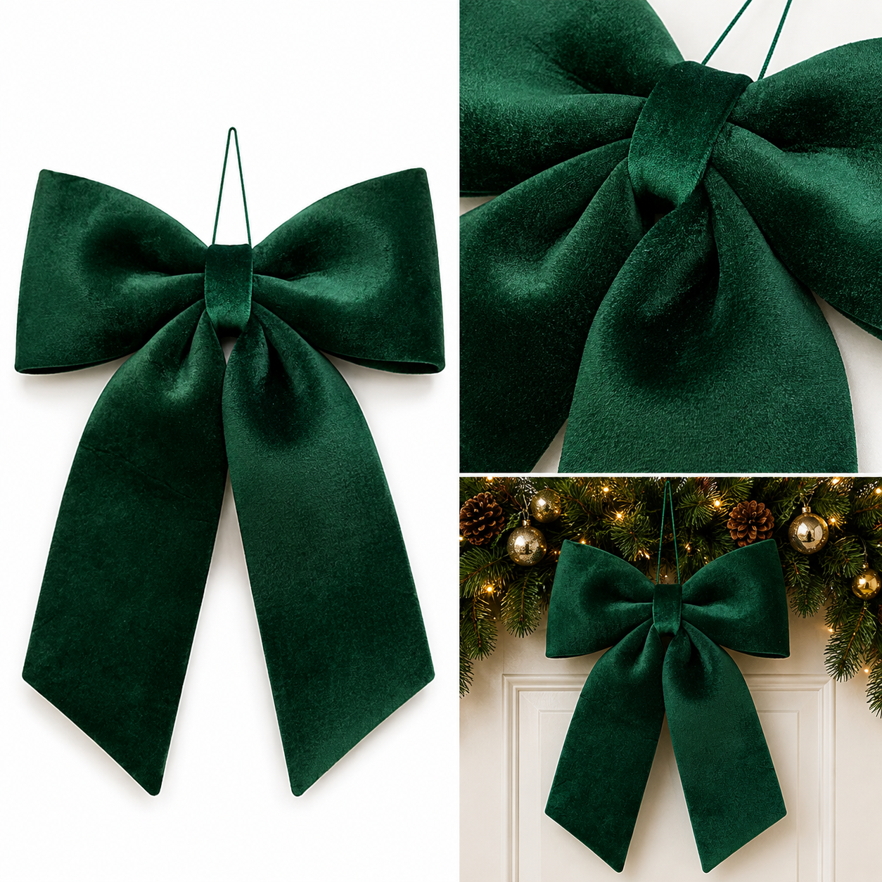 Moño Navideño Satín Verde - Galerías el Triunfo