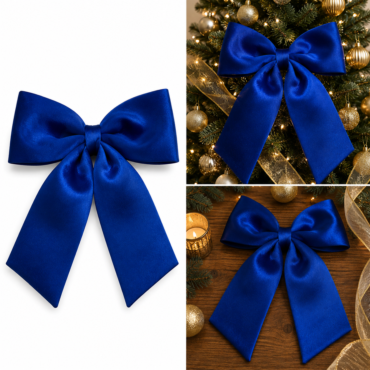 Moño Navideño Satín Azul Rey - Galerías el Triunfo