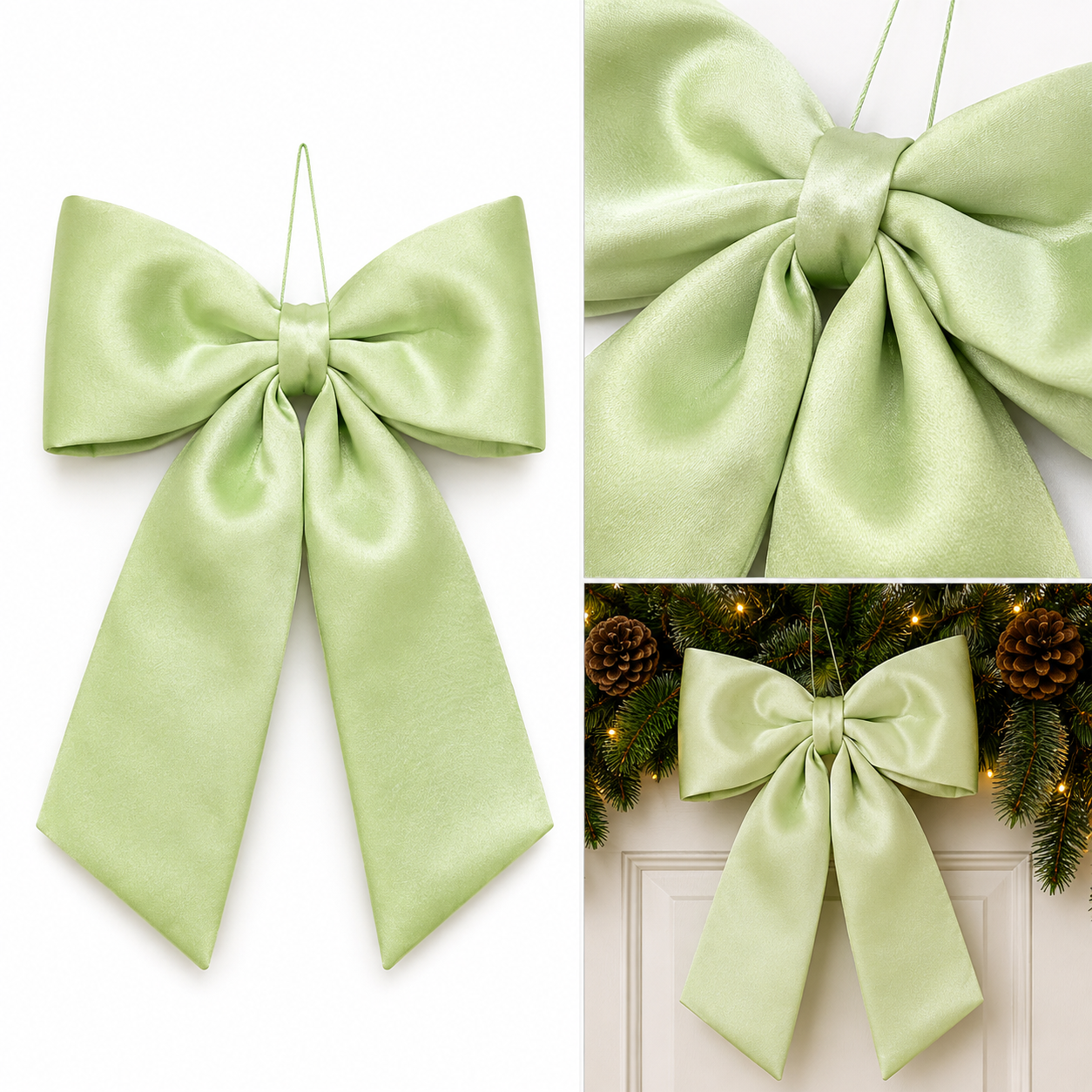 Moño Navideño Satín Menta - Galerías el Triunfo