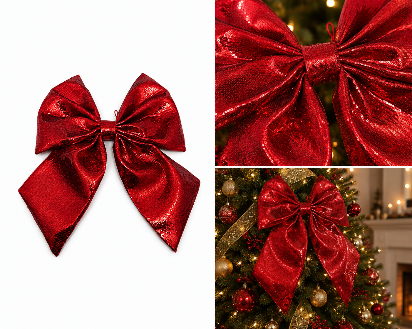 Moño Navideño Rojo Brilloso - Galerías el Triunfo