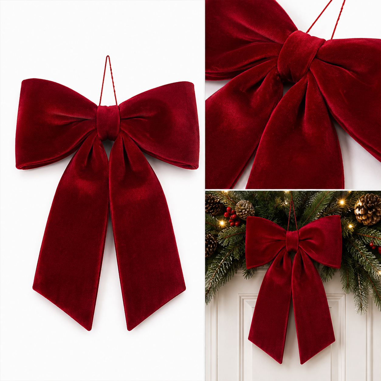 Moño Navideño Satín Rojo - Galerías el Triunfo