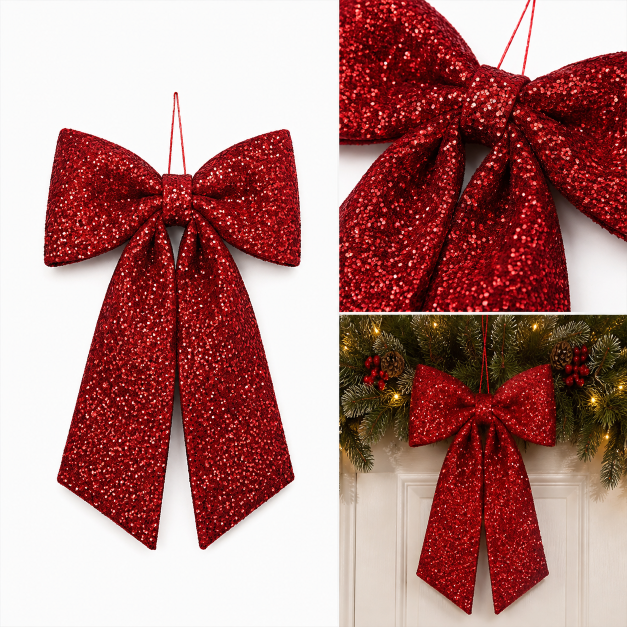 Moño Navideño Diamantado Rojo - Galerías el Triunfo