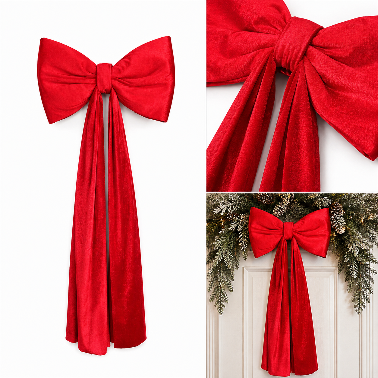 Moño Navideño Rojo Listón Largo - Galerías el Triunfo