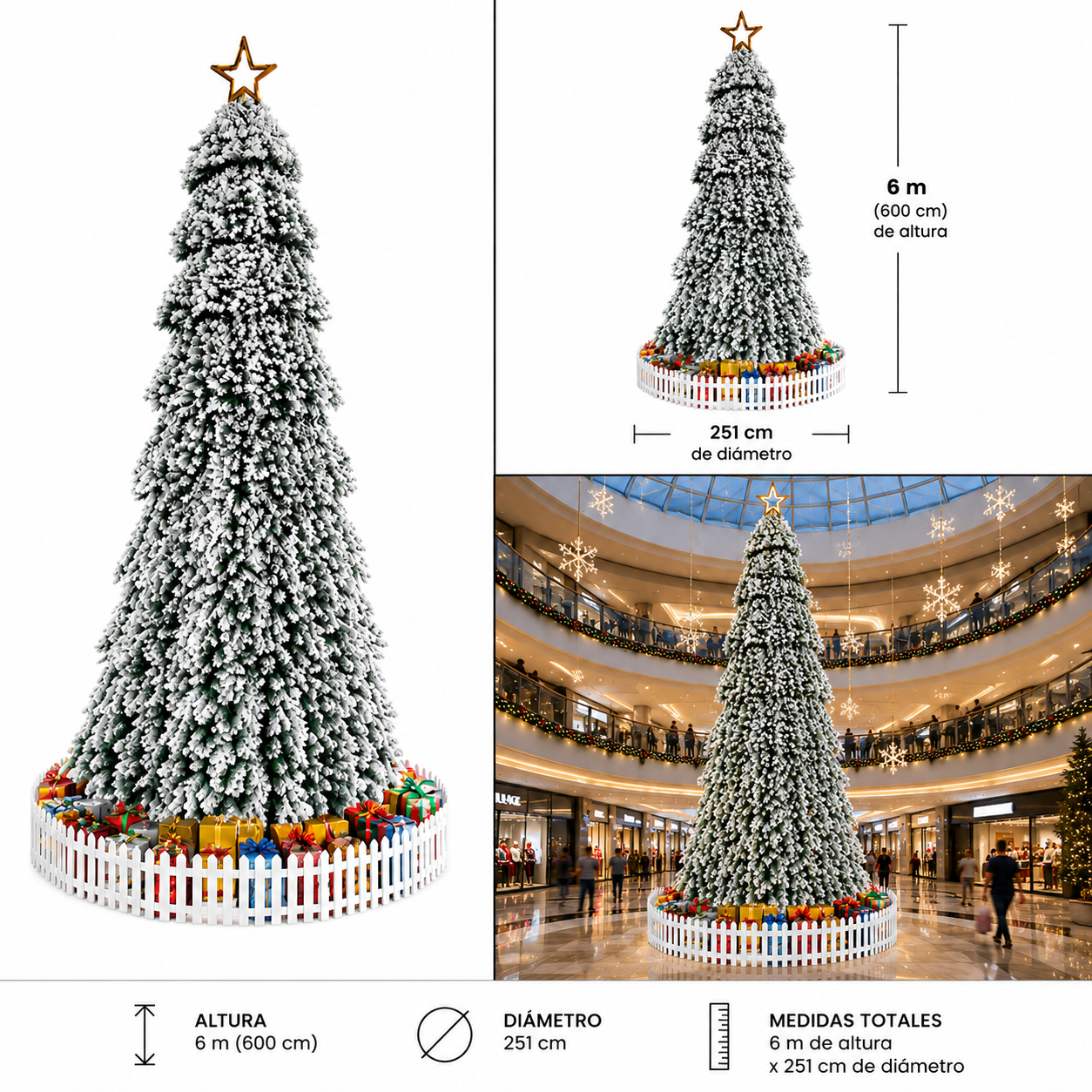 Árbol de Navidad Nevado para Espacios Comerciales – Galerías el Triunfo