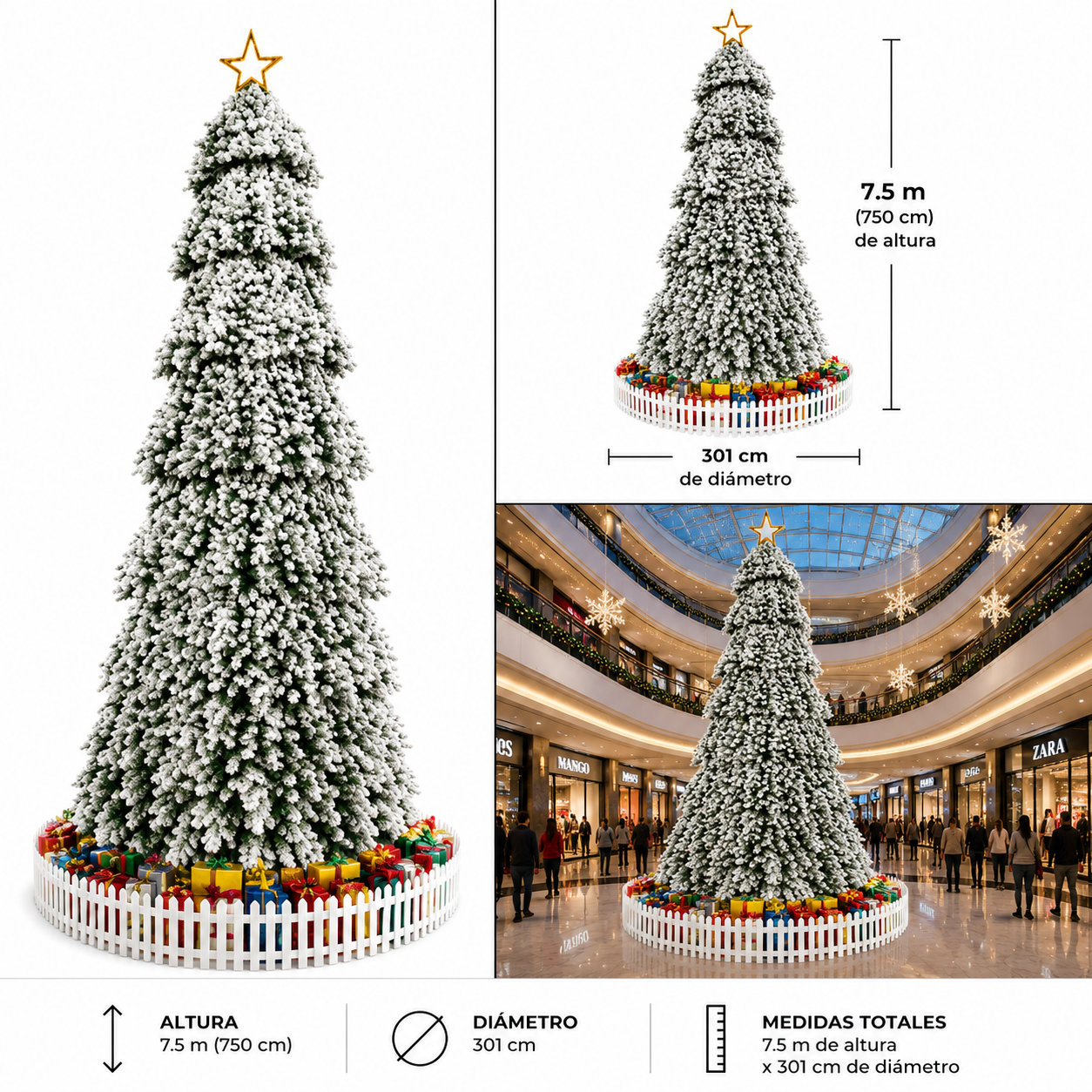 Árbol de Navidad Nevado para Espacios Comerciales – Galerías el Triunfo