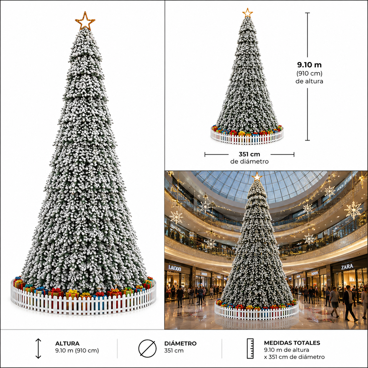 Árbol de Navidad Nevado para Espacios Comerciales – Galerías el Triunfo