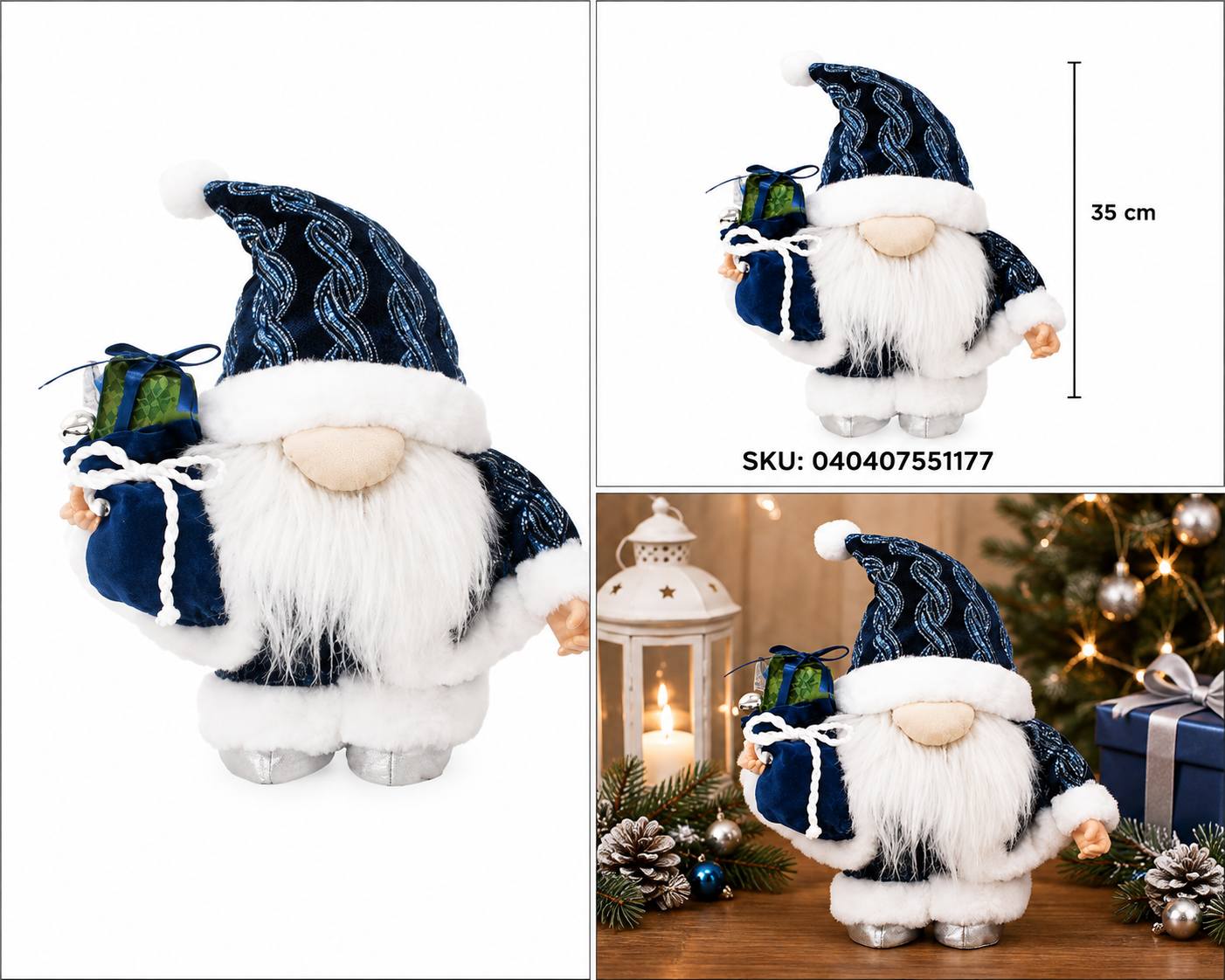 Gnomo Navideño con Gorro de Espirales Azules – Galerías el Triunfo