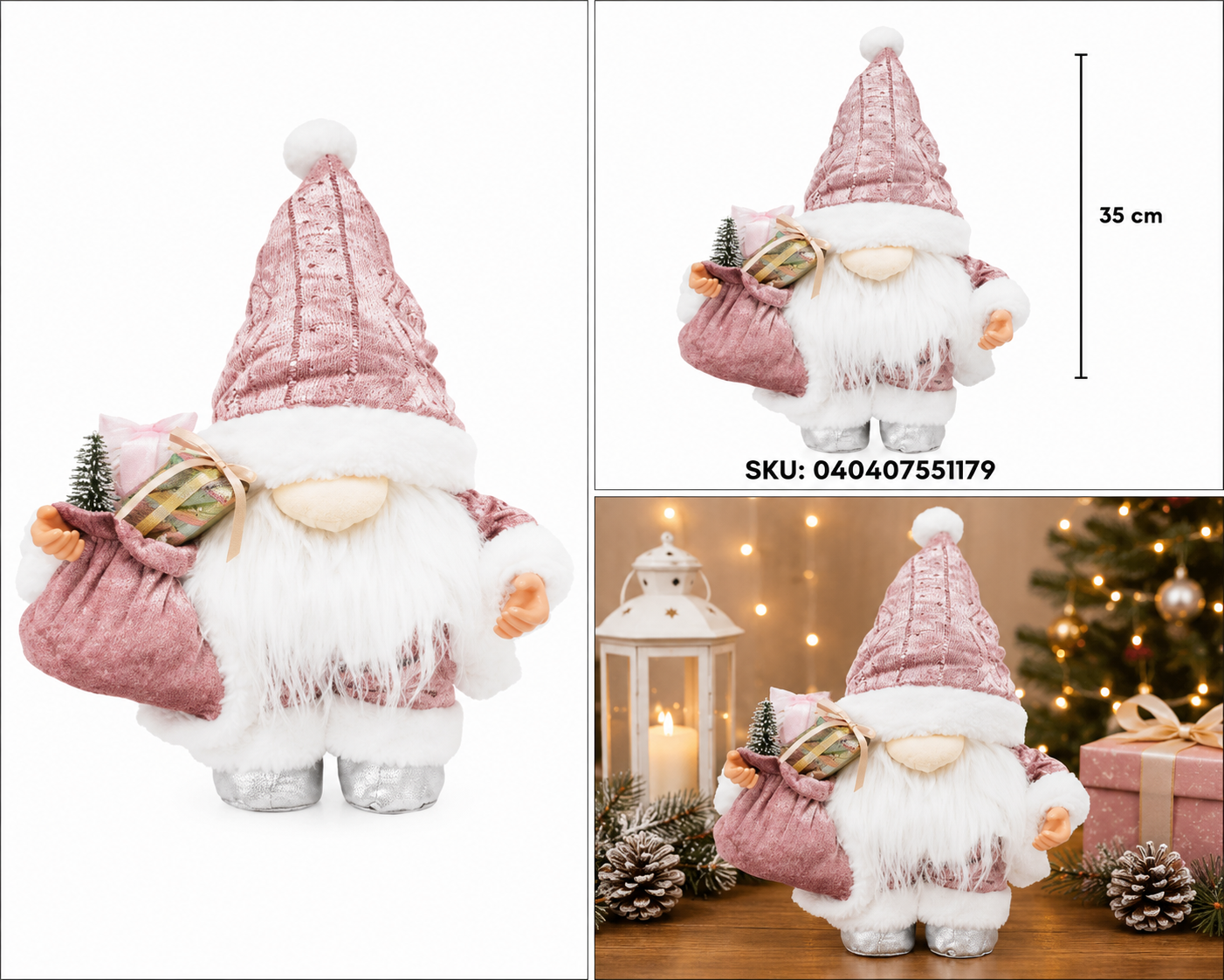 Gnomo Navideño Rosa con Gorro Texturizado – Galerías el Triunfo