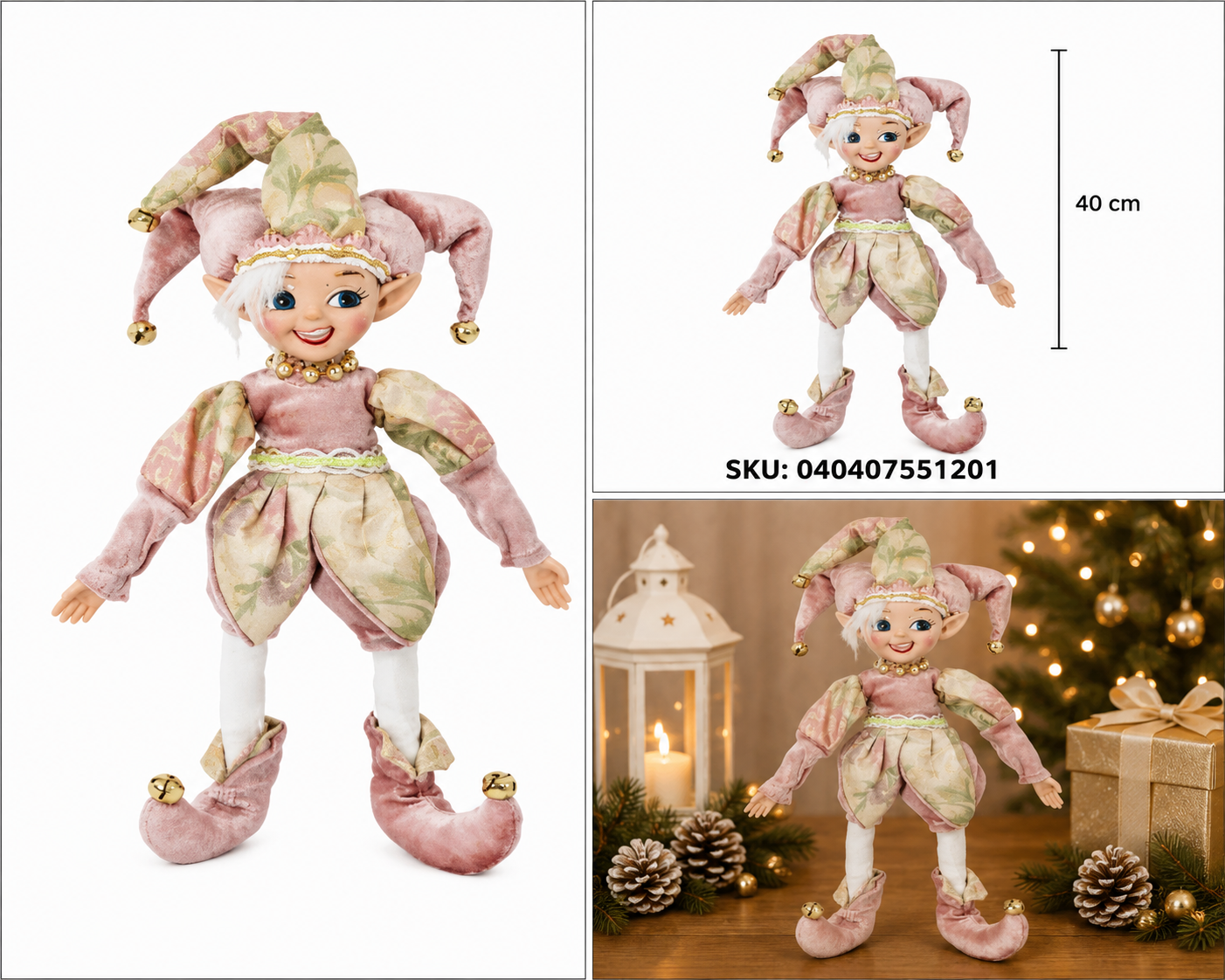 Duende Arlequín en Rosa y Verde Pastel – Galerías el Triunfo