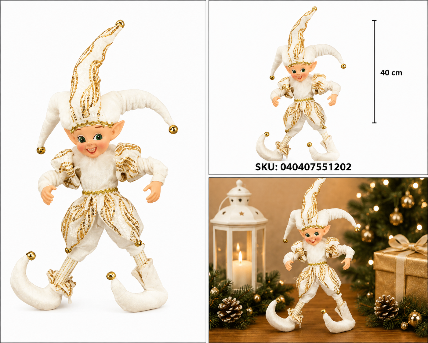 Duende Arlequín en Blanco y Dorado – Galerías el Triunfo