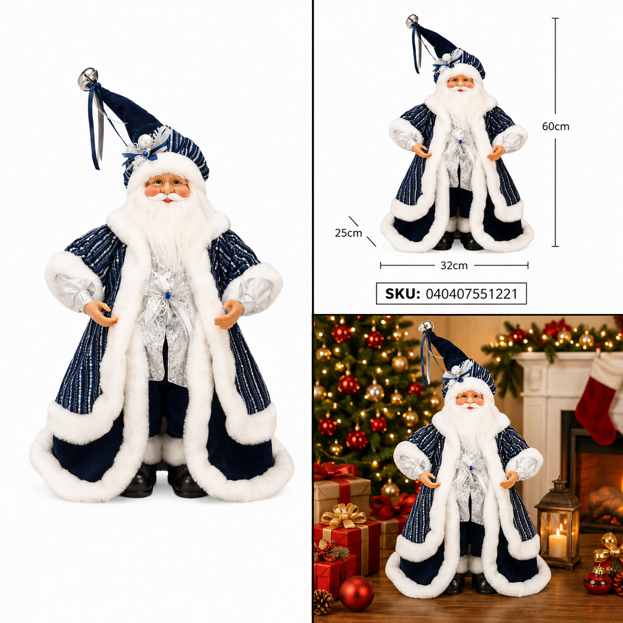 Santa con Traje Azul y Plateado – Galerías el Triunfo