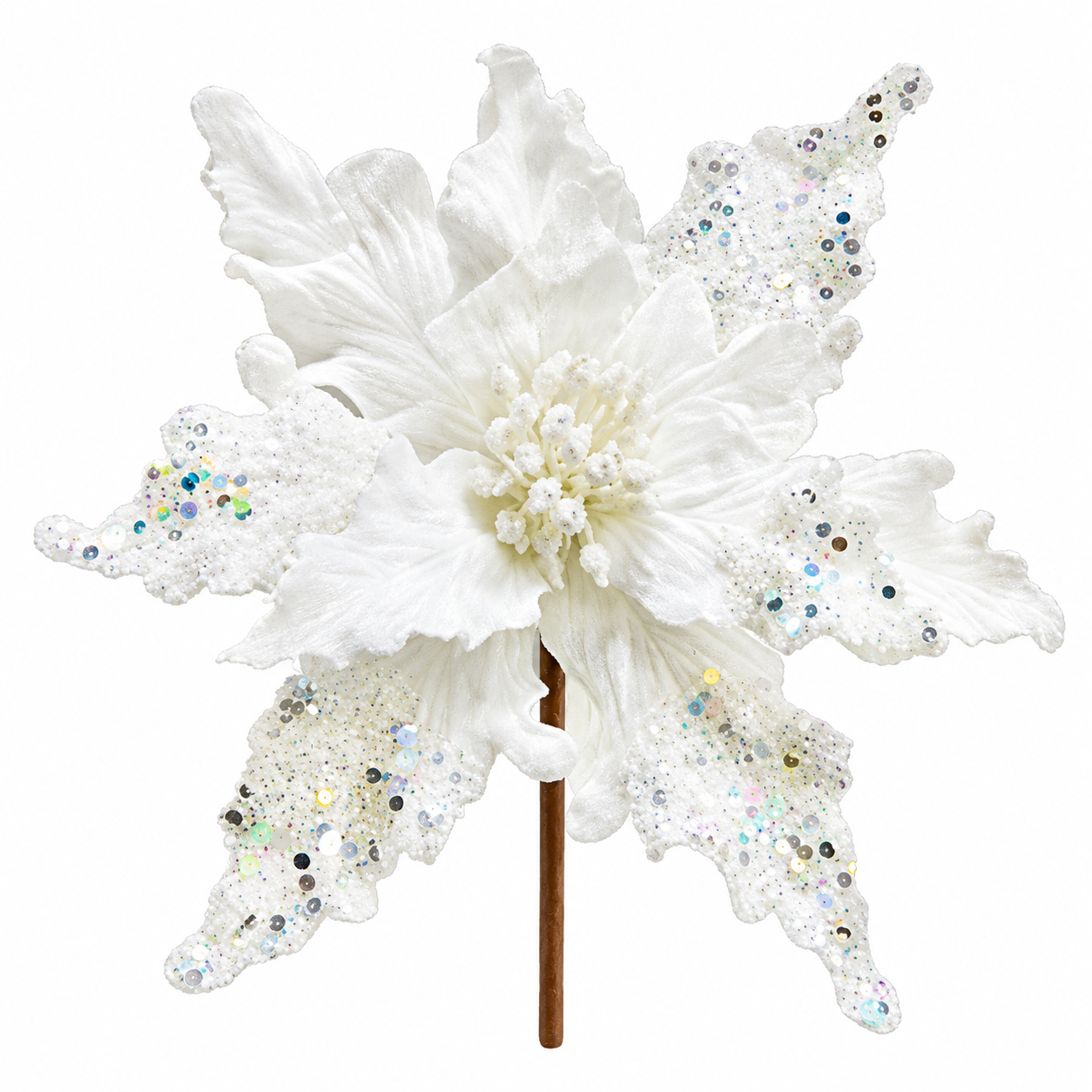 Pick de Nochebuena Blanca con Glitter Multicolor – Galerías el Triunfo