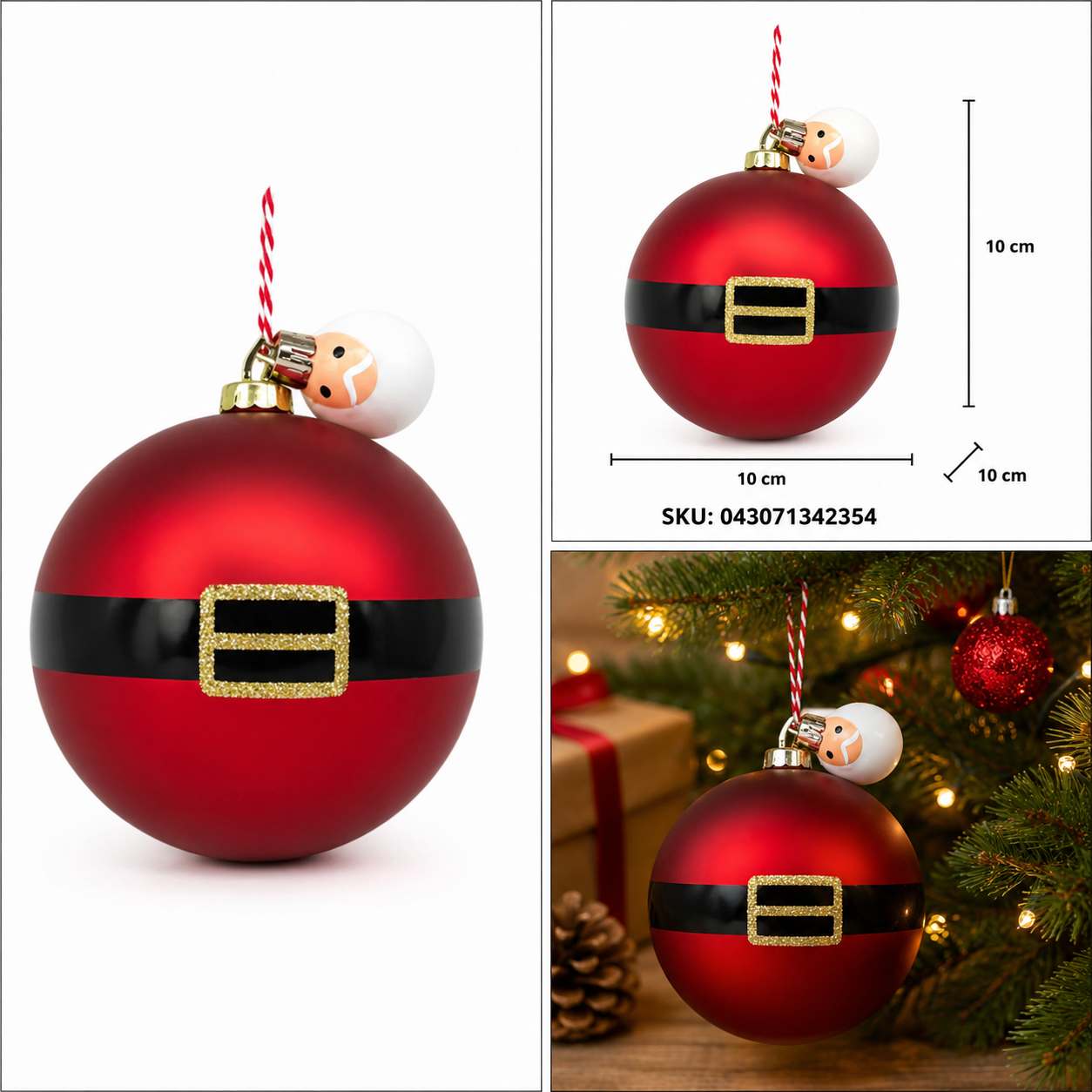 Esfera Navideña Traje de Santa con Mini Figura – Galerías el Triunfo