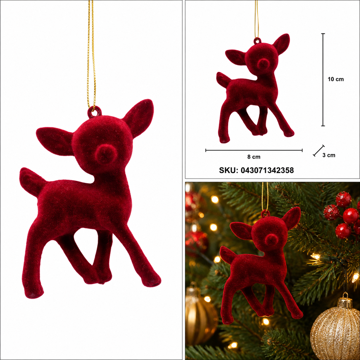 Adorno Navideño Venado Aterciopelado Vino – Galerías el Triunfo