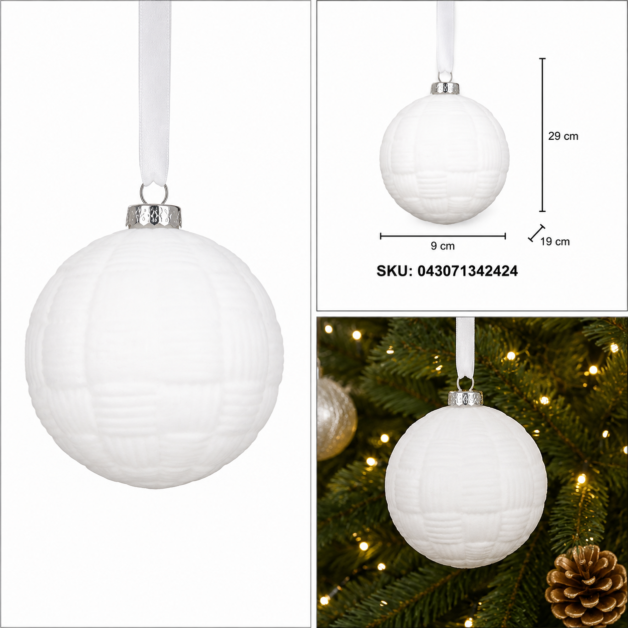 Set de 6 Esferas Navideñas Entretejidas Blanco – Galerías el Triunfo
