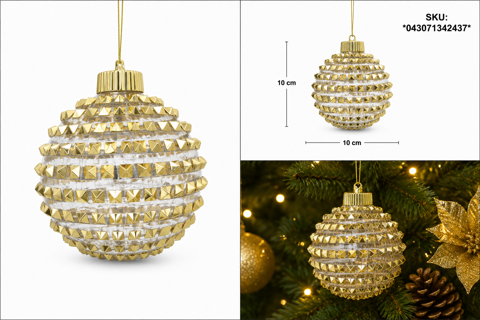 Esfera Navideña Cristalina Studs Dorados – Galerías el Triunfo