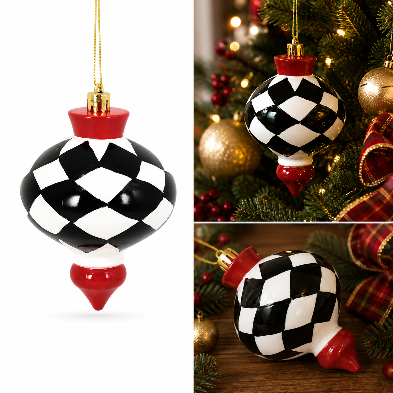 Colgante Navideño Pirinola de Ajedrez – Galerías el Triunfo