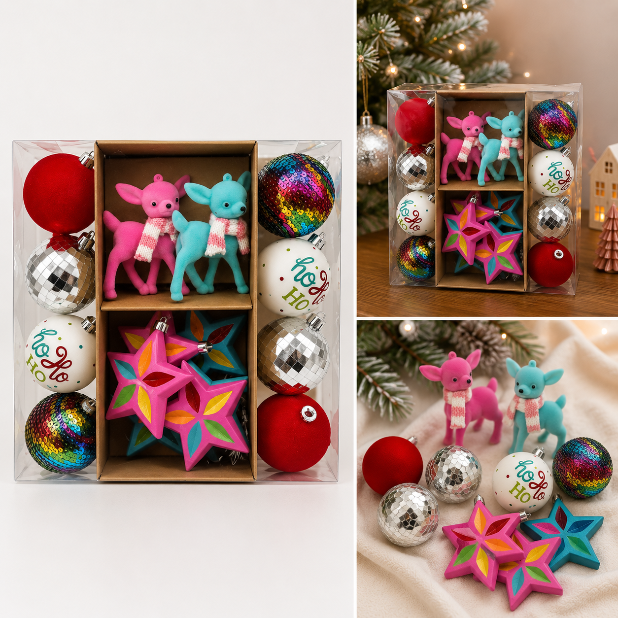 Set de 16 Adornos para Árbol de Navidad Neón Pop - Galerías el Triunfo