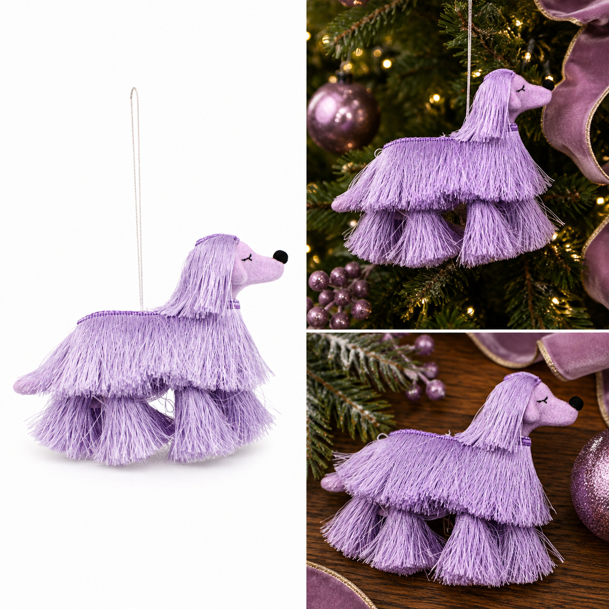 Adorno Navideño Perrito Poodle Lila- Galerías el Triunfo