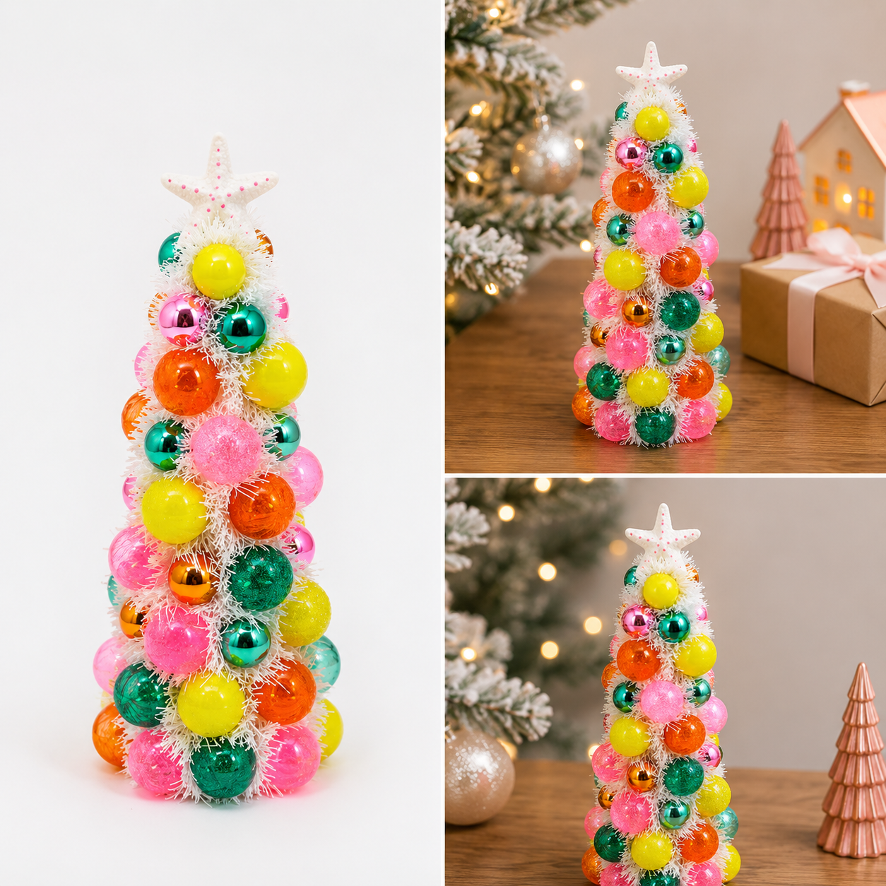 Pino Navideño de Escarcha con Esferas Multicolor - Galerías el Triunfo