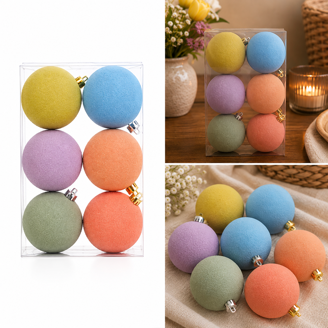 Set de 6 Esferas Colores Pastel - Galerías el Triunfo