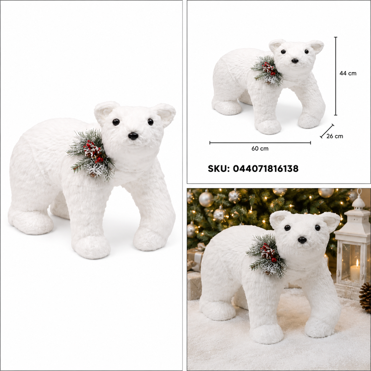 Oso Polar de Peluche con Moño de Bayas – Galerías el Triunfo