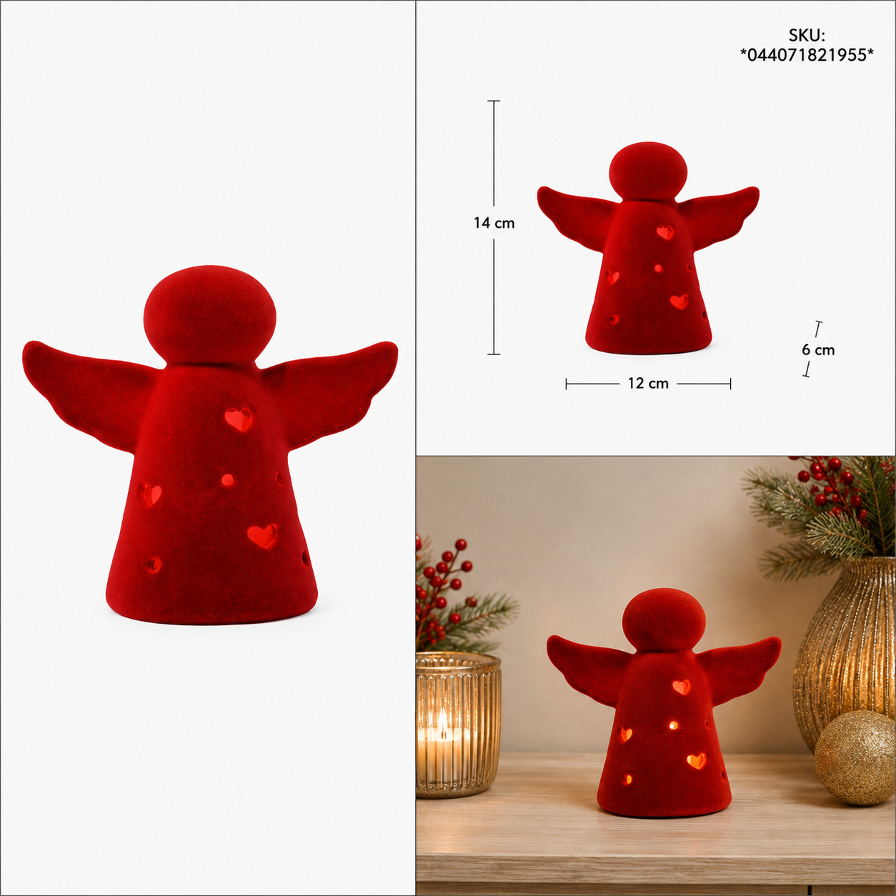 Ángel Flocado Rojo con Luz Led – Galerías el Triunfo