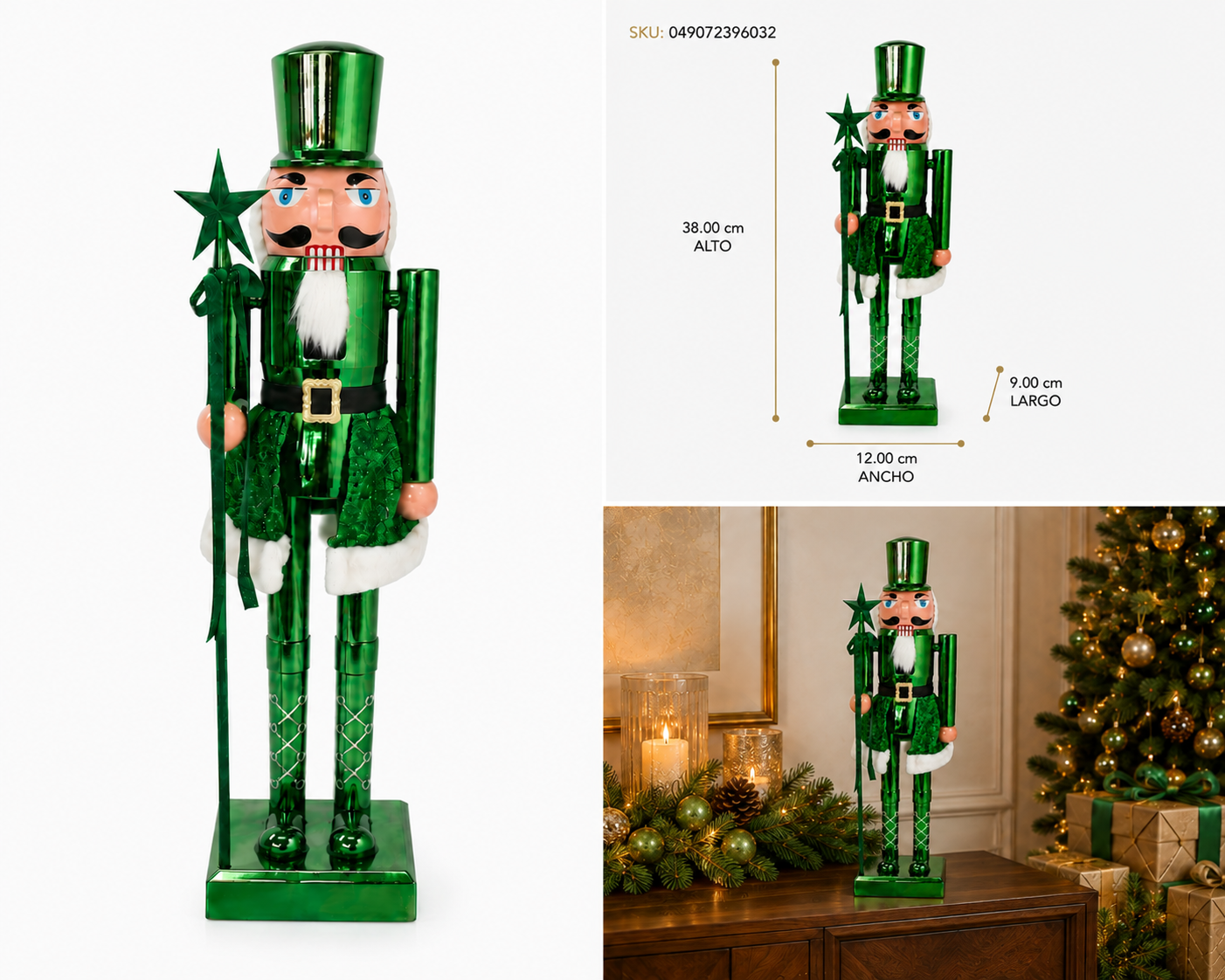 Cascanueces Soldado Verde con Cetro de Estrella - Galerías el Triunfo