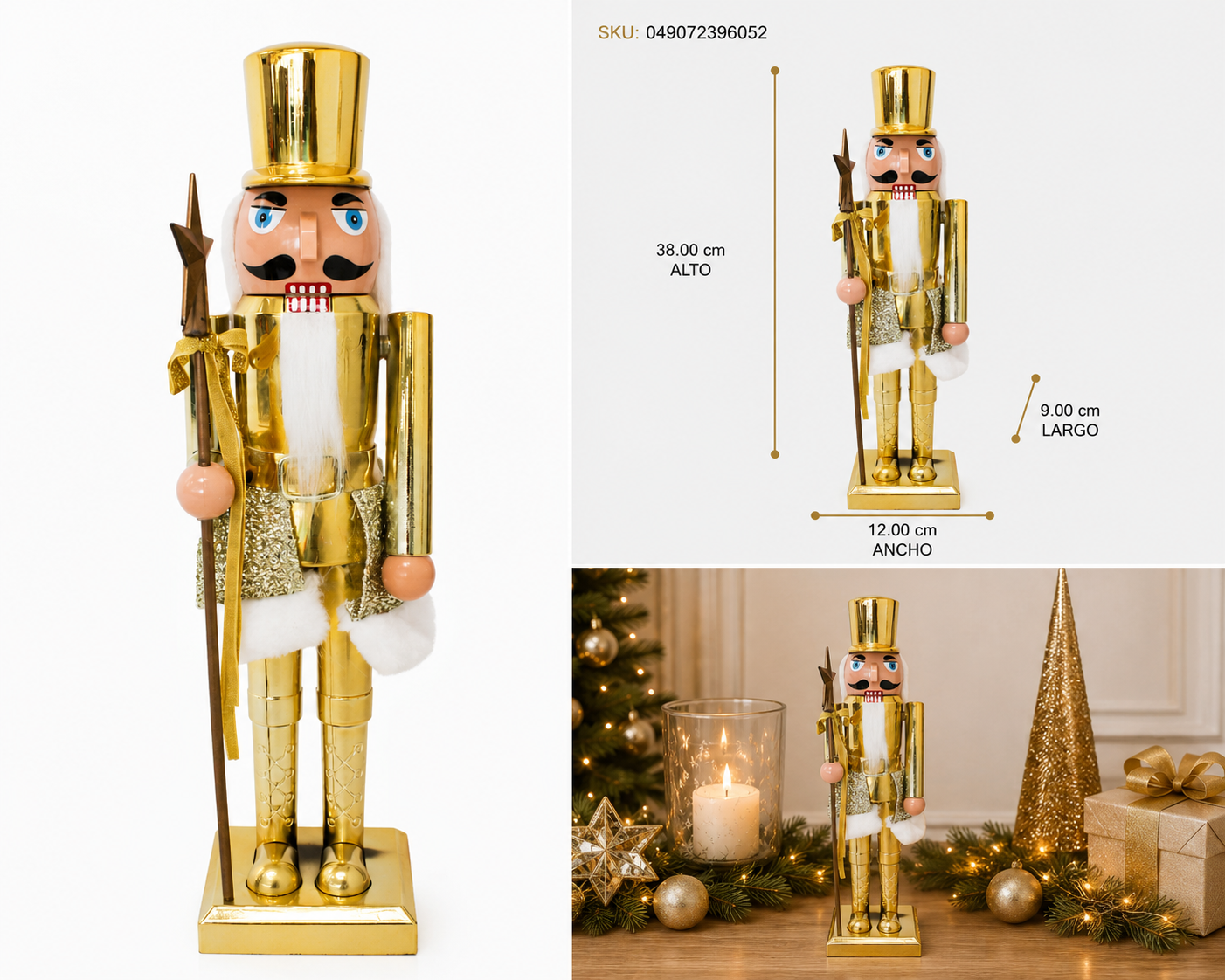 Cascanueces Soldado Dorado con Cetro de Estrella - Galerías el Triunfo
