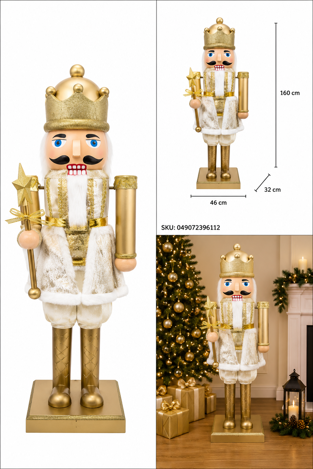 Cascanueces Musical Animado de Traje Blanco con Dorado – Galerías el Triunfo