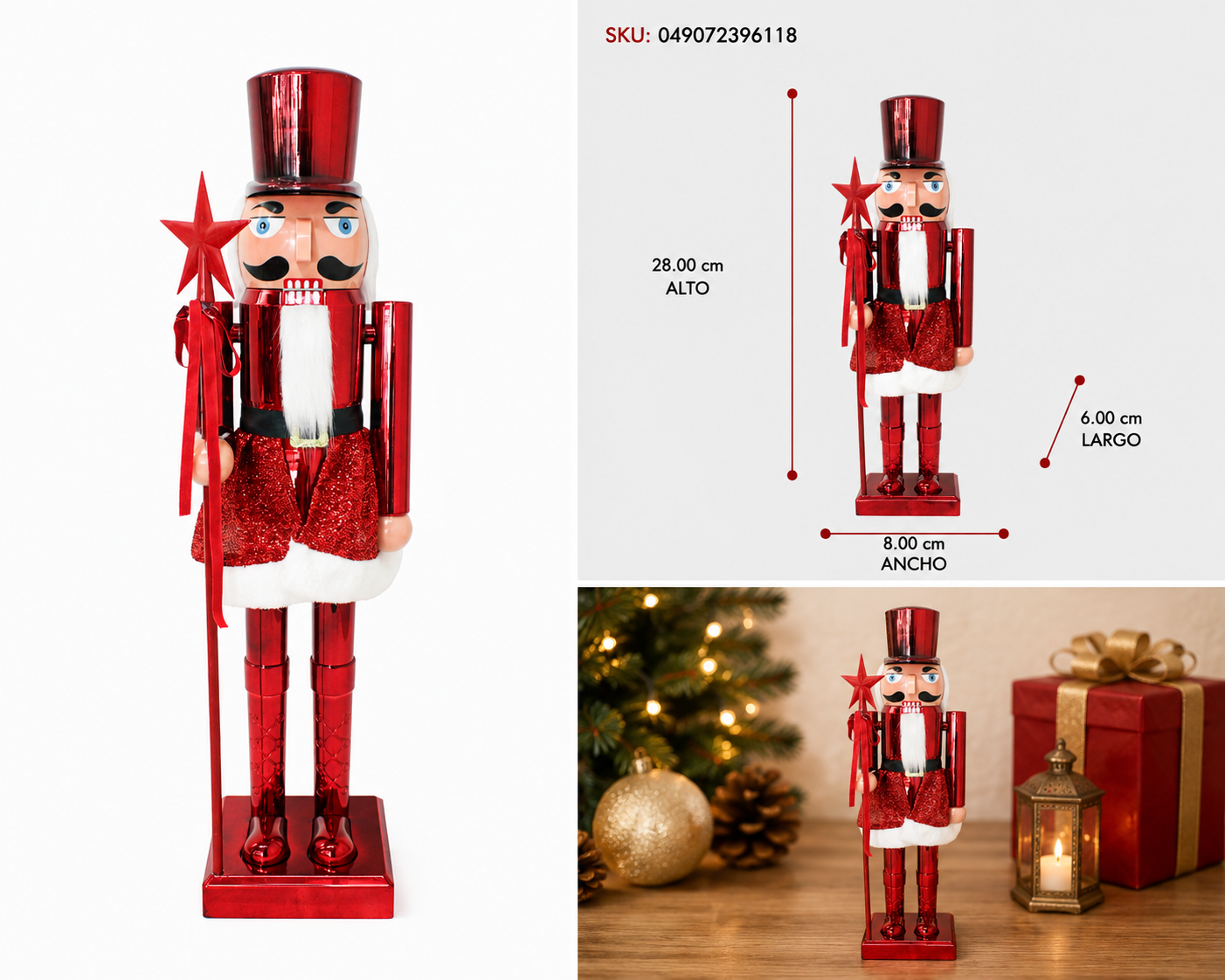 Cascanueces Soldado Rojo con Cetro - Galerías el Triunfo