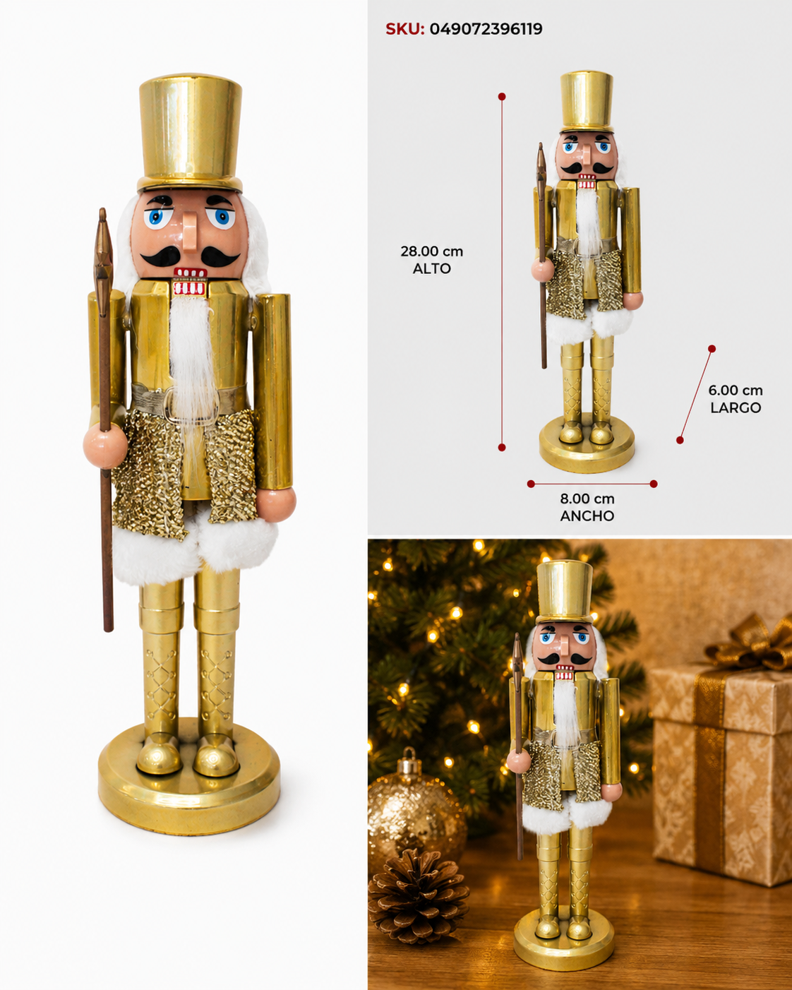 Cascanueces Soldado Dorado con Cetro - Galerías el Triunfo