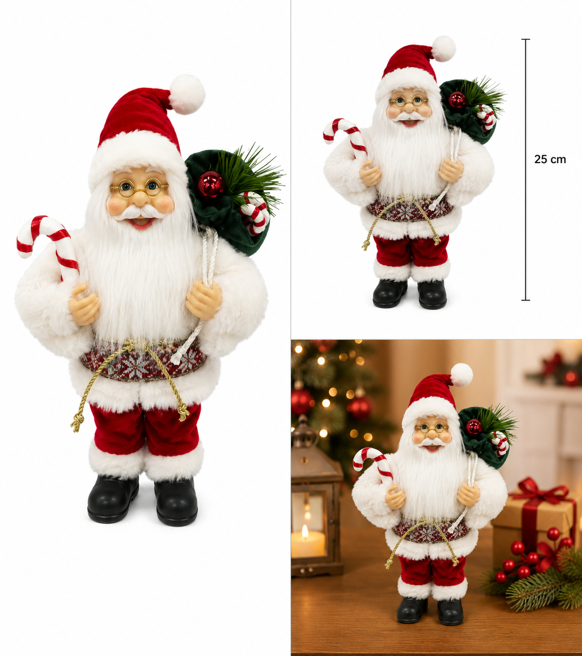 Santa Claus con Abrigo Blanco y Bastón de Caramelo – Galerías el Triunfo
