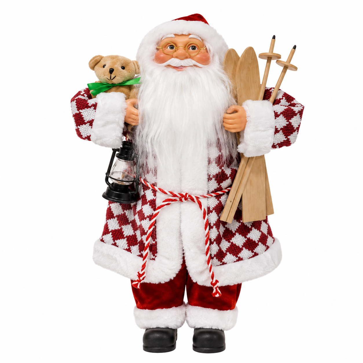 Santa Claus con Traje de Rombos y Esquís de Madera – Galerías el Triunfo