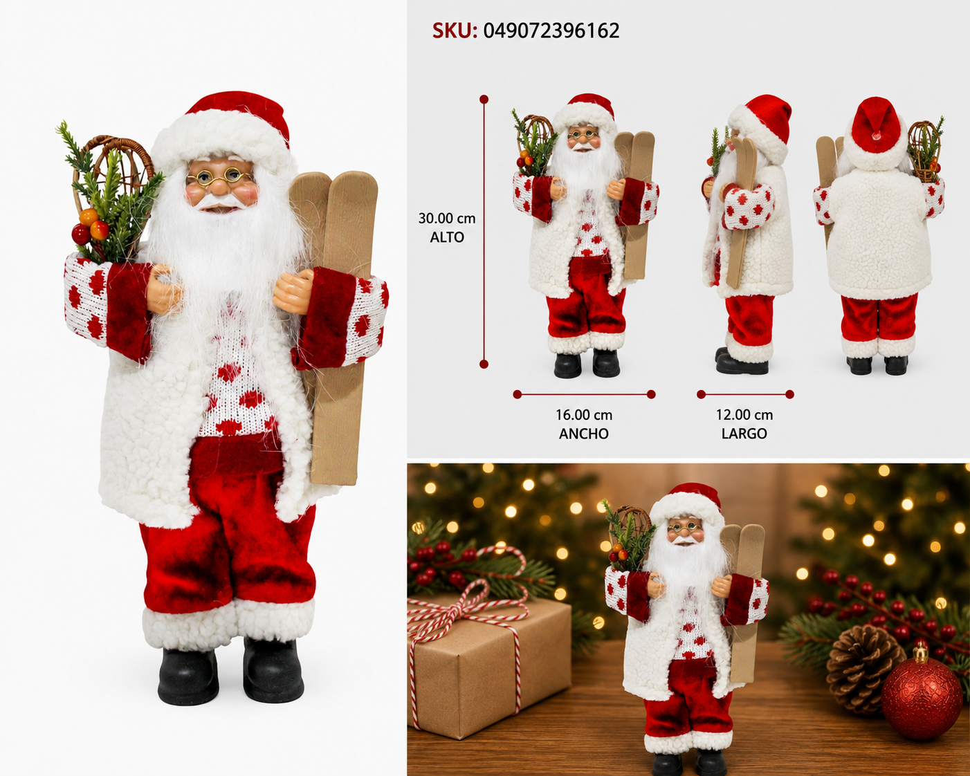 Santa Claus con Suéter de Punto y Esquís - Galerías el Triunfo