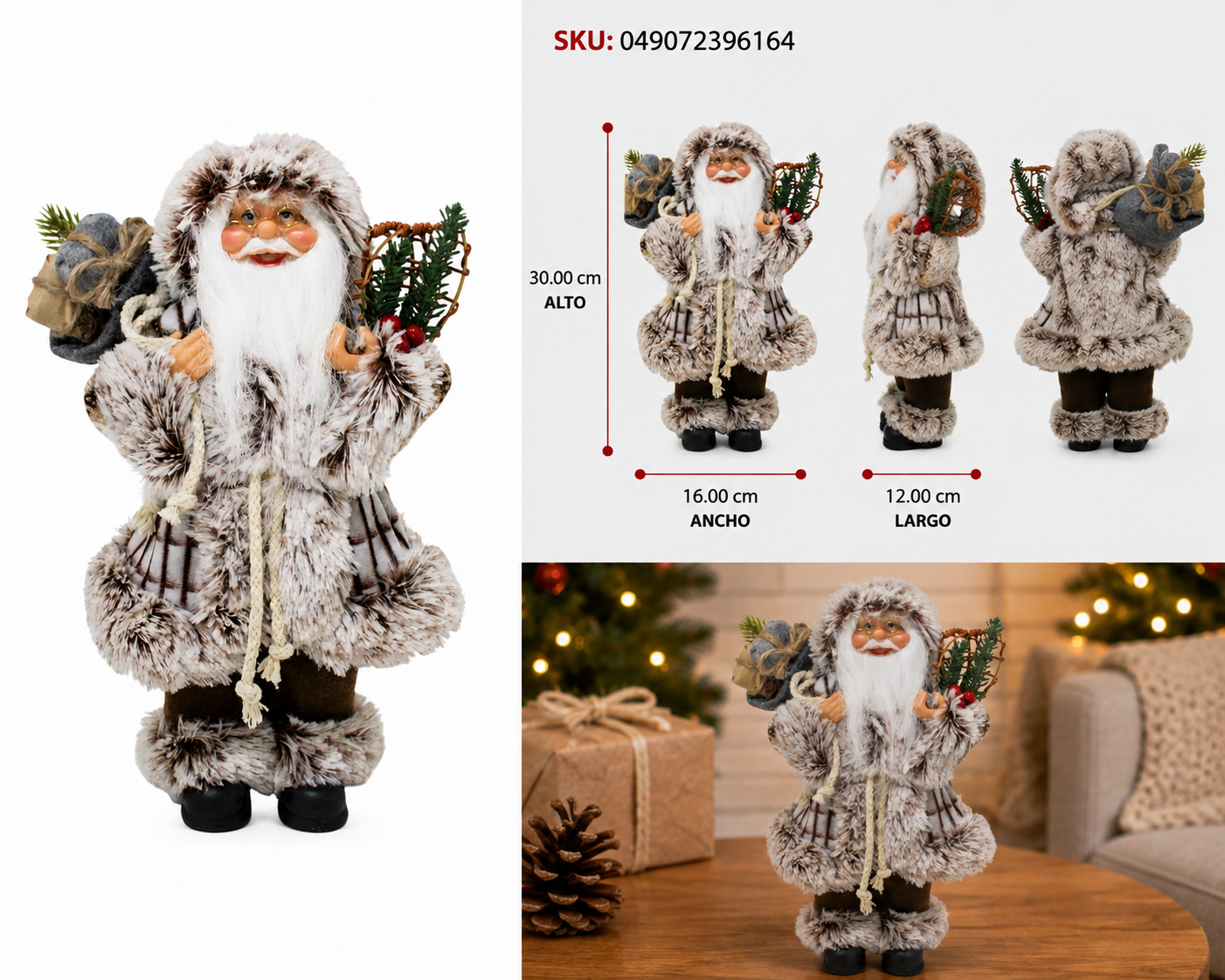 Santa Claus Polar Rústico con Costal de Regalos - Galerías el Triunfo
