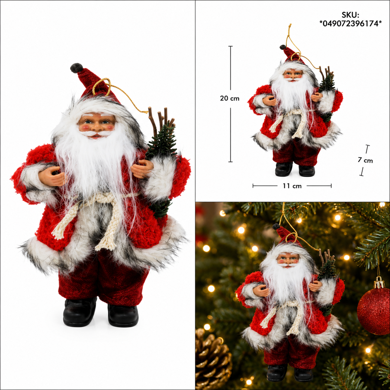 Santa Colgante con Traje Rojo y Peluche Jaspeado – Galerías el Triunfo