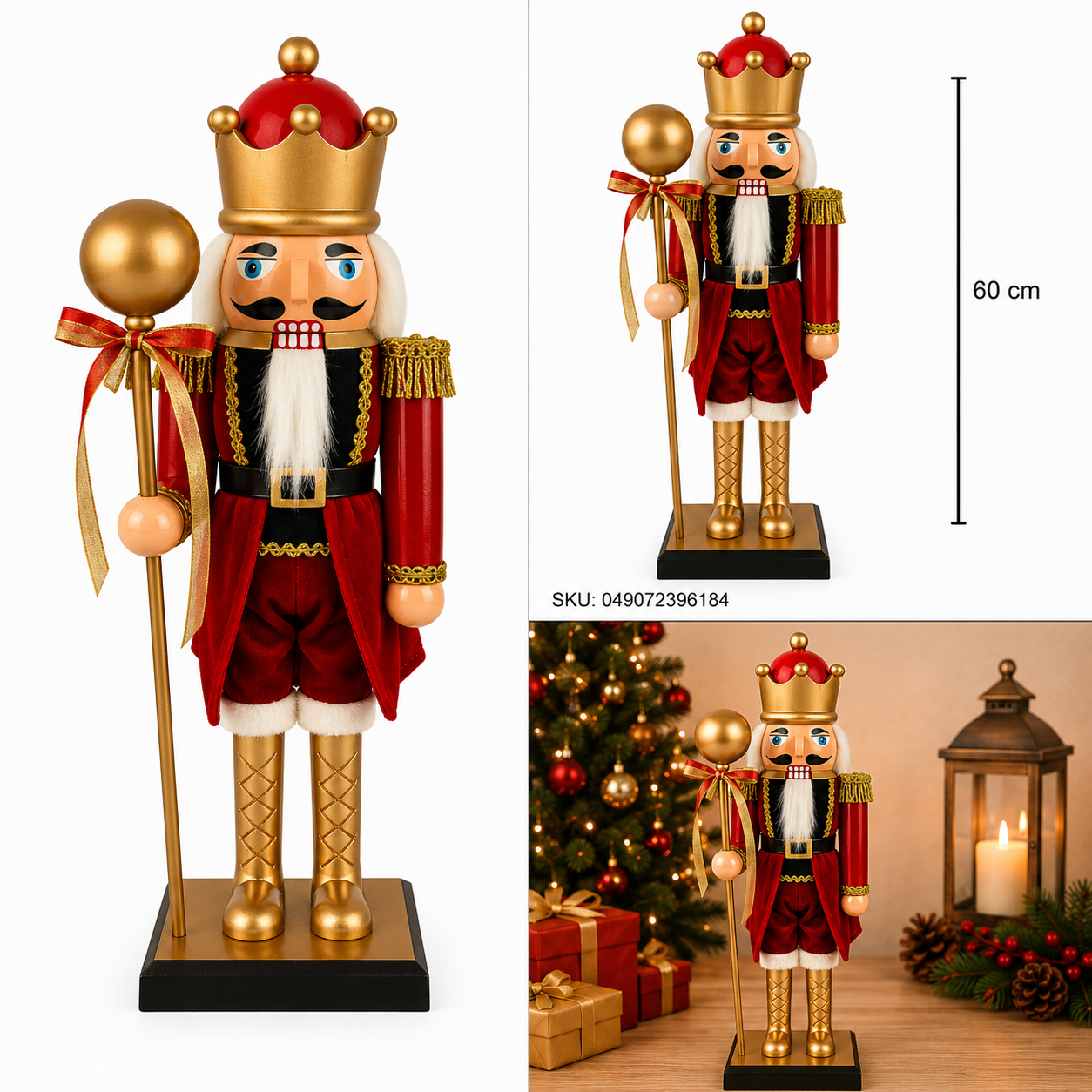 Cascanueces Rey con Corona Roja y Cetro de Esfera – Galerías el Triunfo