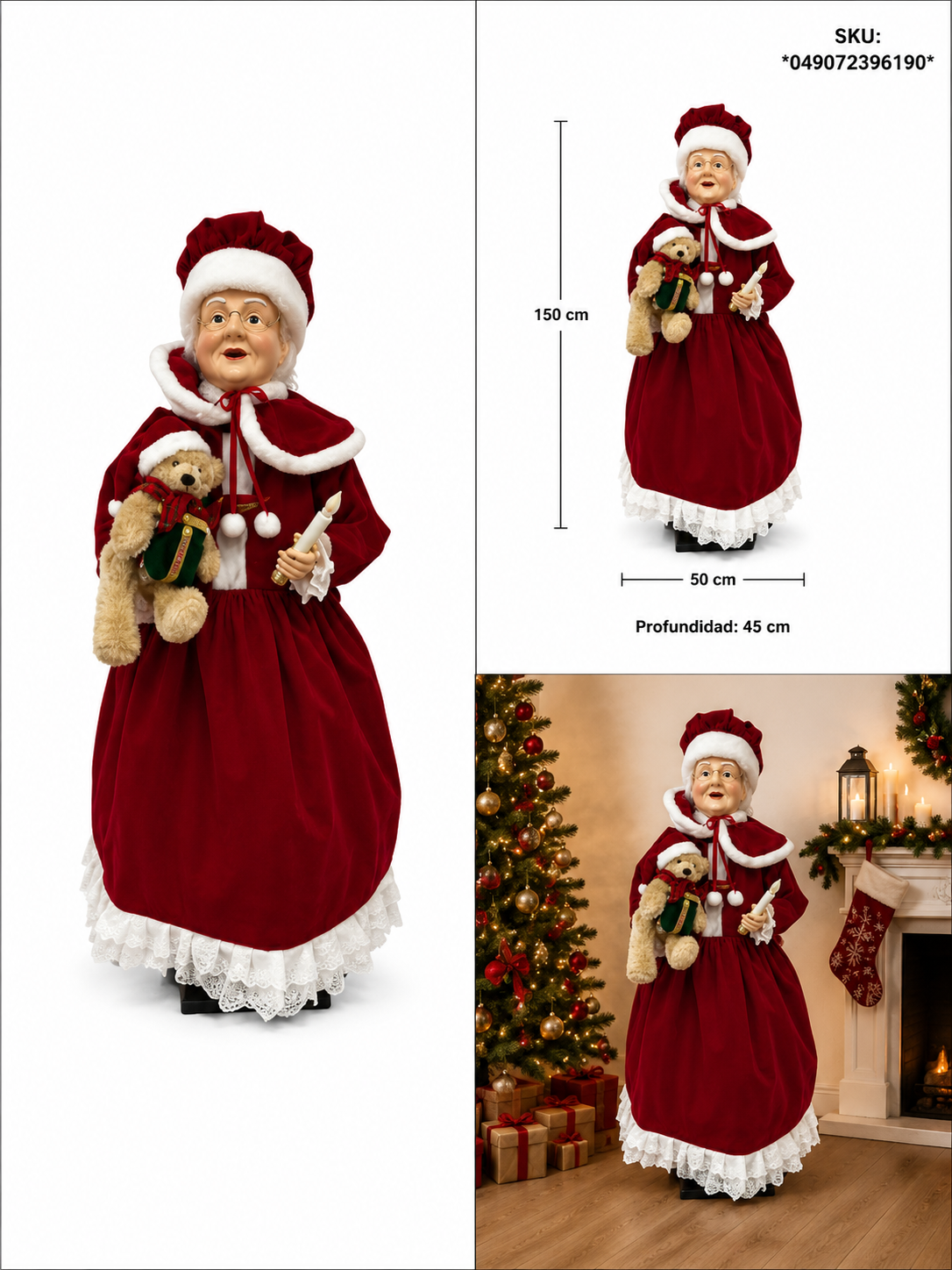 Sra Claus Animada Musical con Vela LED – Galerías el Triunfo